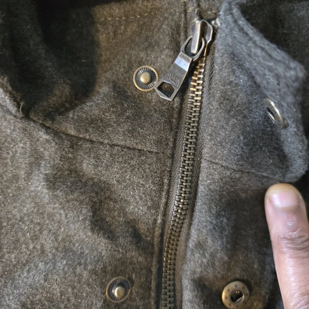 Banana Republic Green Wool Blend Winter Jacket Men Coat Hoodie Green Rare Heavy - Picture 5 of 16